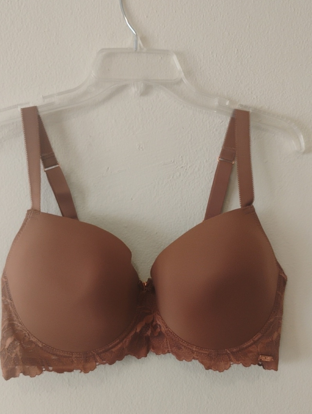 Rachel Smooth Molded Cup Bra with Lace Band - Brown Sz 40DD